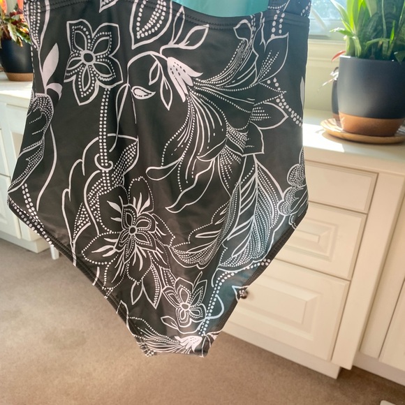 Sage Green Floral Print Shirred Cut Out One Piece Swimsuit - Picture 11 of 13